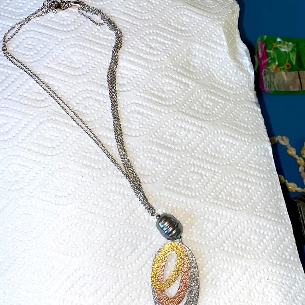 Majorica 12mm Baroque pearl sterling silver 16” Vintage Necklace
